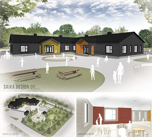 Kindergarten im Blockhaus - Gesundes Wohnen und Arbeiten in massiven Holzhaus - Architektenhaus - Holzbau - Blockhausbau - Hausentwurf - Gesundes Bauen - Raumklima - Ökohaus - Raumluft - Bauen