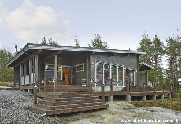 Ebenerdiges Blockhaus Bungalow - Einfamilienhaus - Holzhaus - Holzhäuser - barrierefrei Bauen