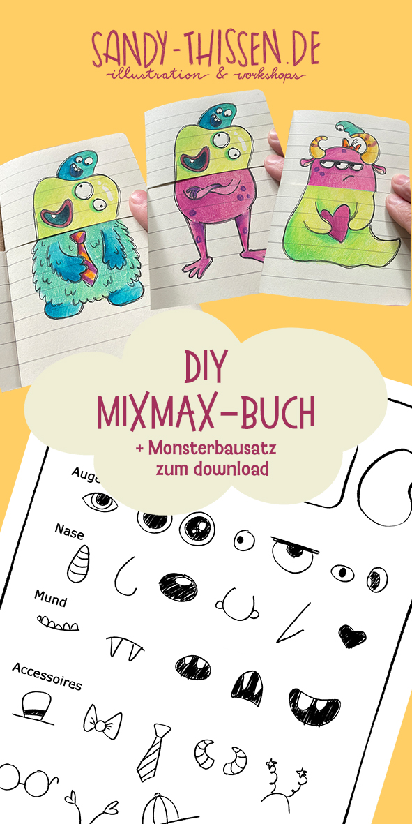 Mix Max Buch selber basteln. Monster zeichnen lernen mit Monsterbausatz zum kostenlosen Download