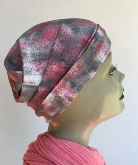 So 33 - Turban Nizza ohne Schlaufe - grau mit vieux-rosé