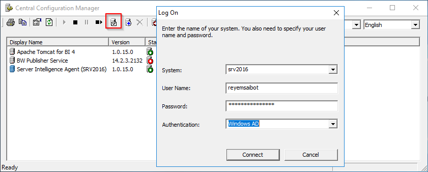 Central Configuration Manager Log On Test