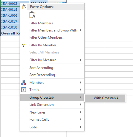 SAP Analysis for Office Group Crosstabs