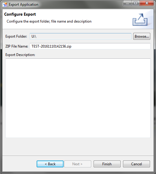 SAP Design Studio Export Application Configure Export