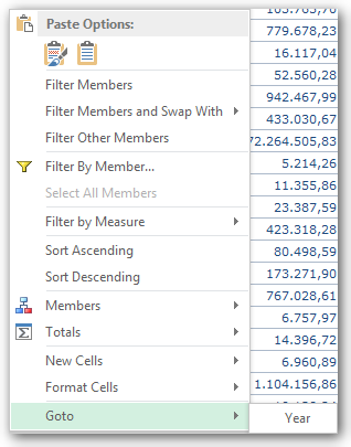 SAP Analysis for Office with GoTo Function