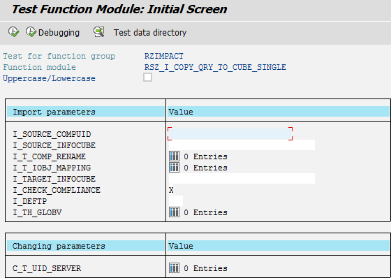 Function Module RSZ_I_COPY_QRY_TO_CUBE_SINGLE