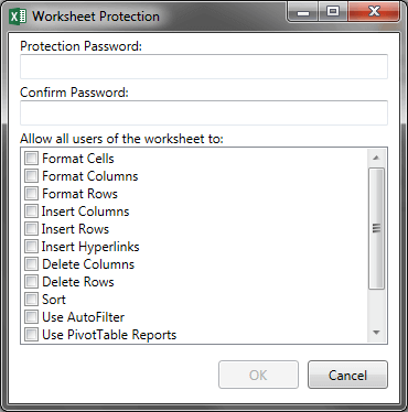 Analysis Office Protect Workbook Options