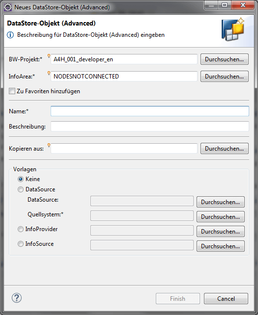 Create new Advanced DSO