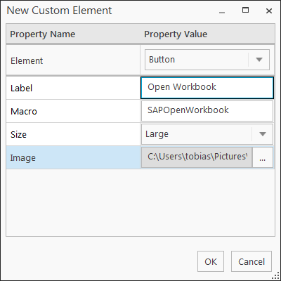 SAP Analysis for Office Customize User Interface add new element