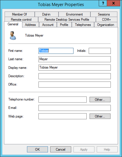 Active Directory create user