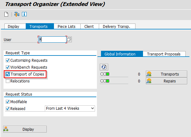 SAP BW Transport Organizer