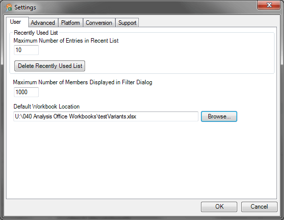 Analysis Office Default Workbook Location