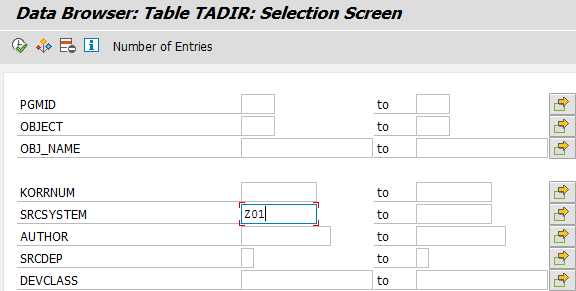 SE16 Table TADIR