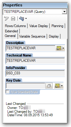 BEx Query Properties Last Changed