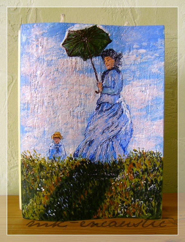 Frau mit Sonnenschirm nach Monet