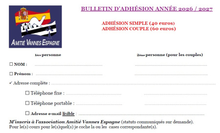 Fiche d'inscription 2026-2027