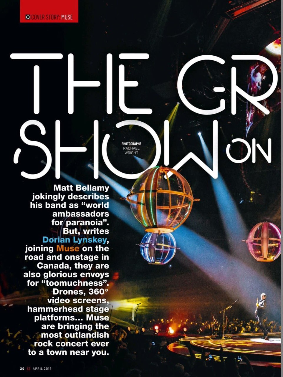 Q magazine, апрель 2016. The Greatest show on Earth - Muse, страница 30