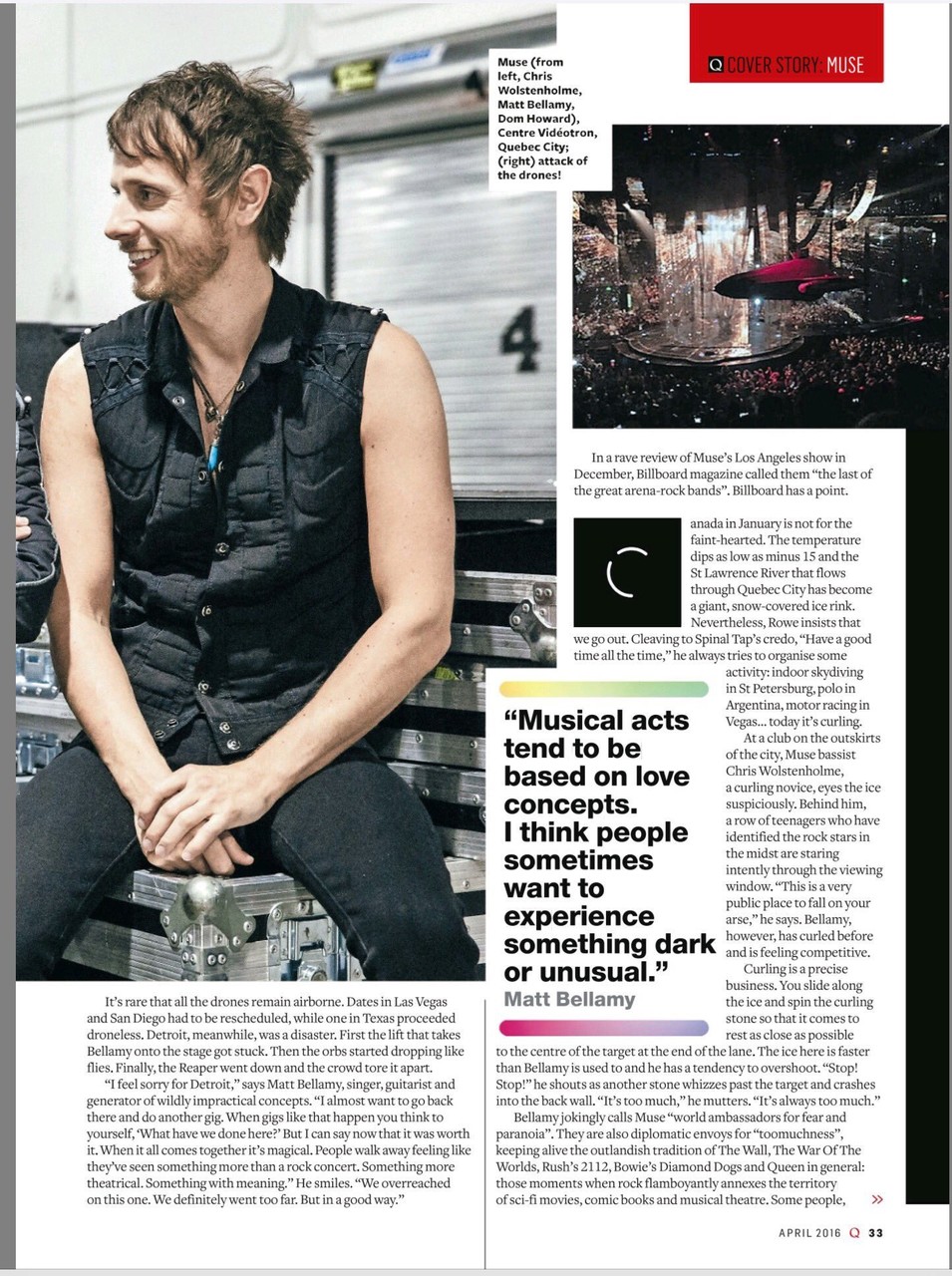 Q magazine, апрель 2016. The Greatest show on Earth - Muse, страница 33