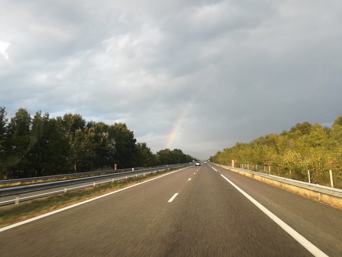 1-La veille, sur la route, un joli arc-en-ciel