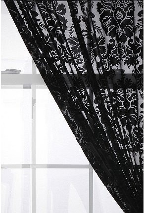 Black damask style curtains