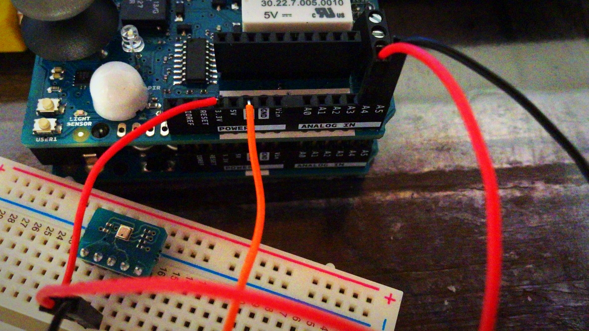 Der Luftdrucksensor musste auf das Bord angebracht werden, da dieser auf dem Shield nicht funktionierte
