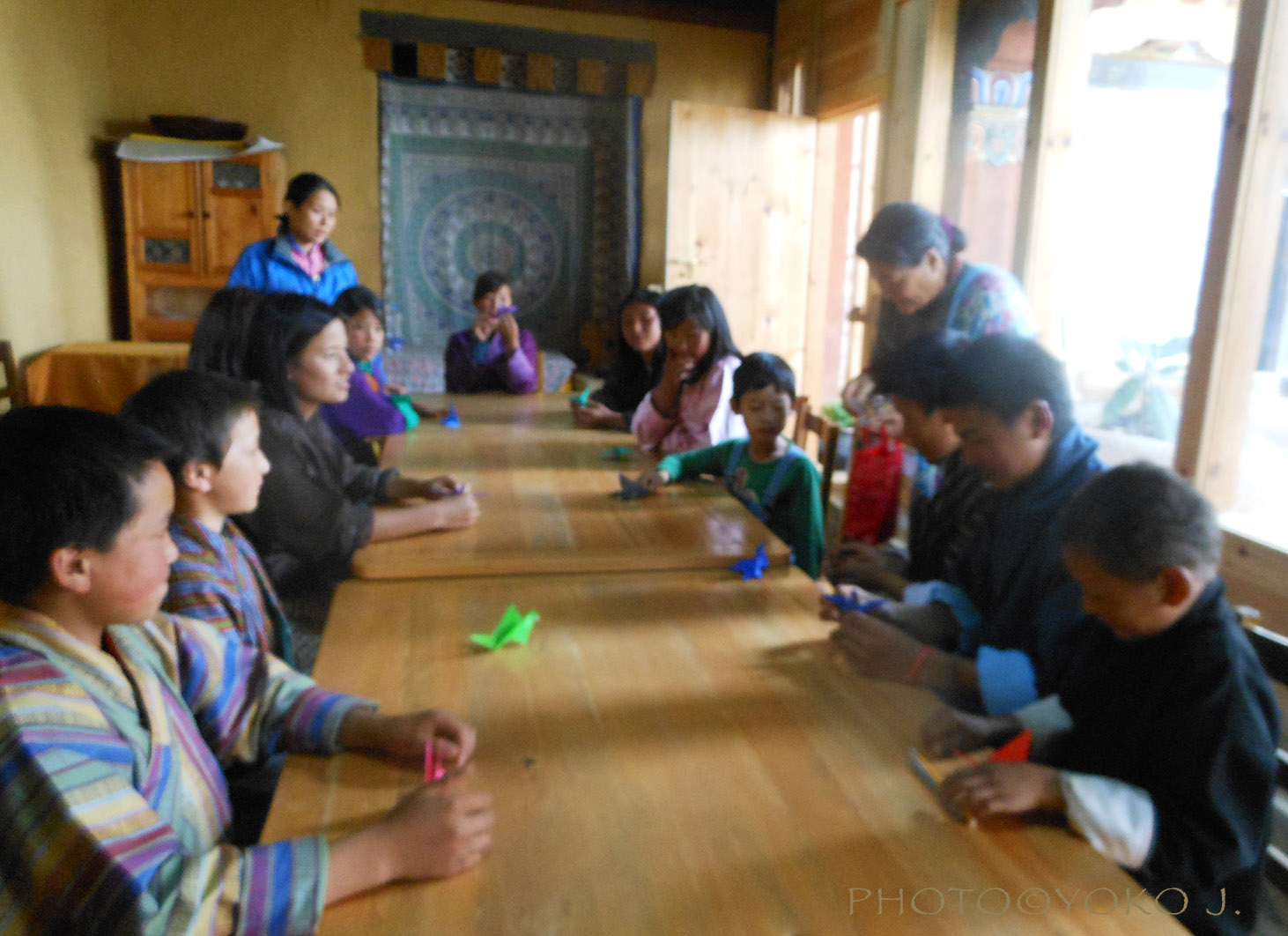 2016 July, YOKO J.  held Art workshop at Ogyen Choling, Tang, Bumthang, Bhutan.