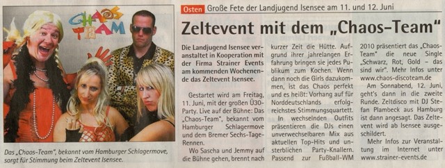 Zeltevent 2010 (Quelle: Hadler Kurier 09.06.2010)