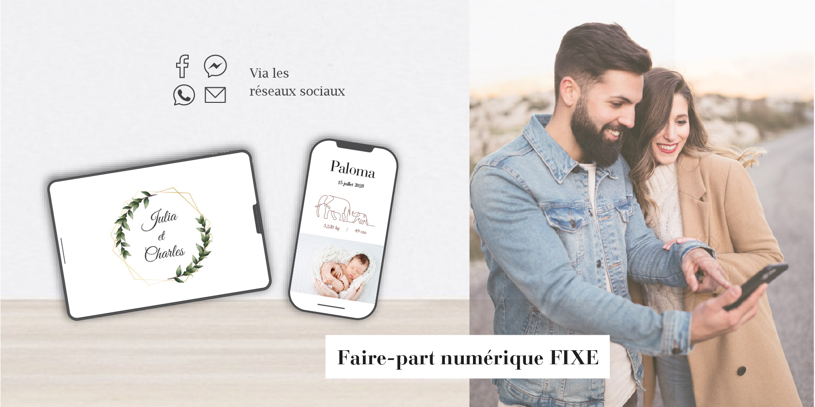Faire-part mariage numérique fixe