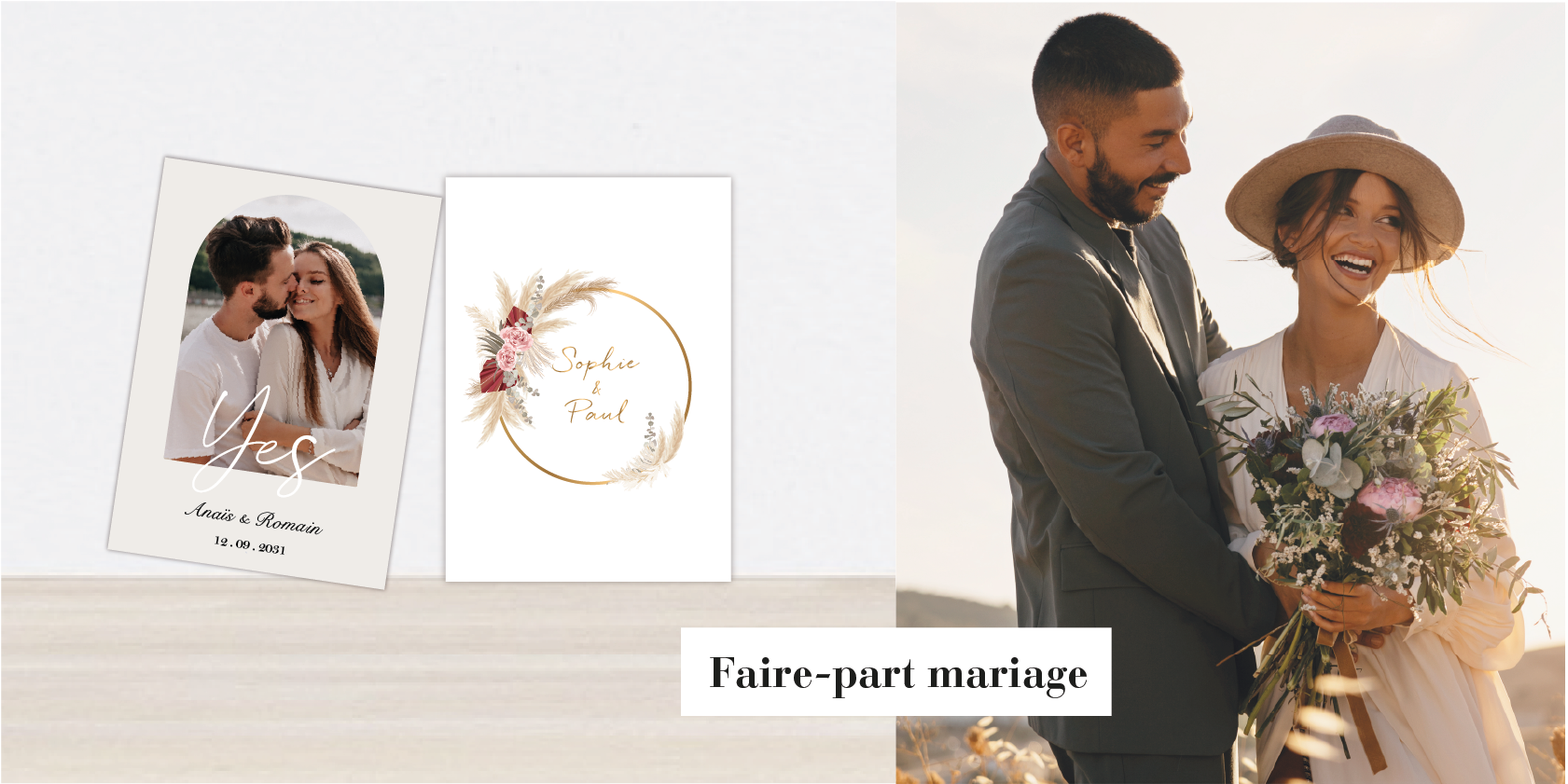 Faire-part mariage numérique fixe ou anime