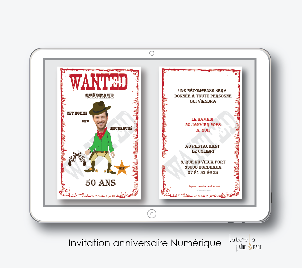 Invitation Anniversaire Homme Wanted Faire Part Naissance Faire Part Mariage Bapteme Invitation Anniversaire La Boite A Faire Part