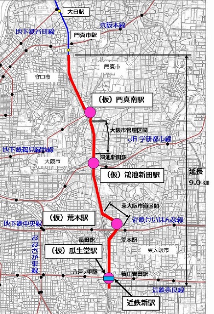 大阪モノレール,延伸,延伸事業,延伸工事,延伸計画,瓜生堂駅