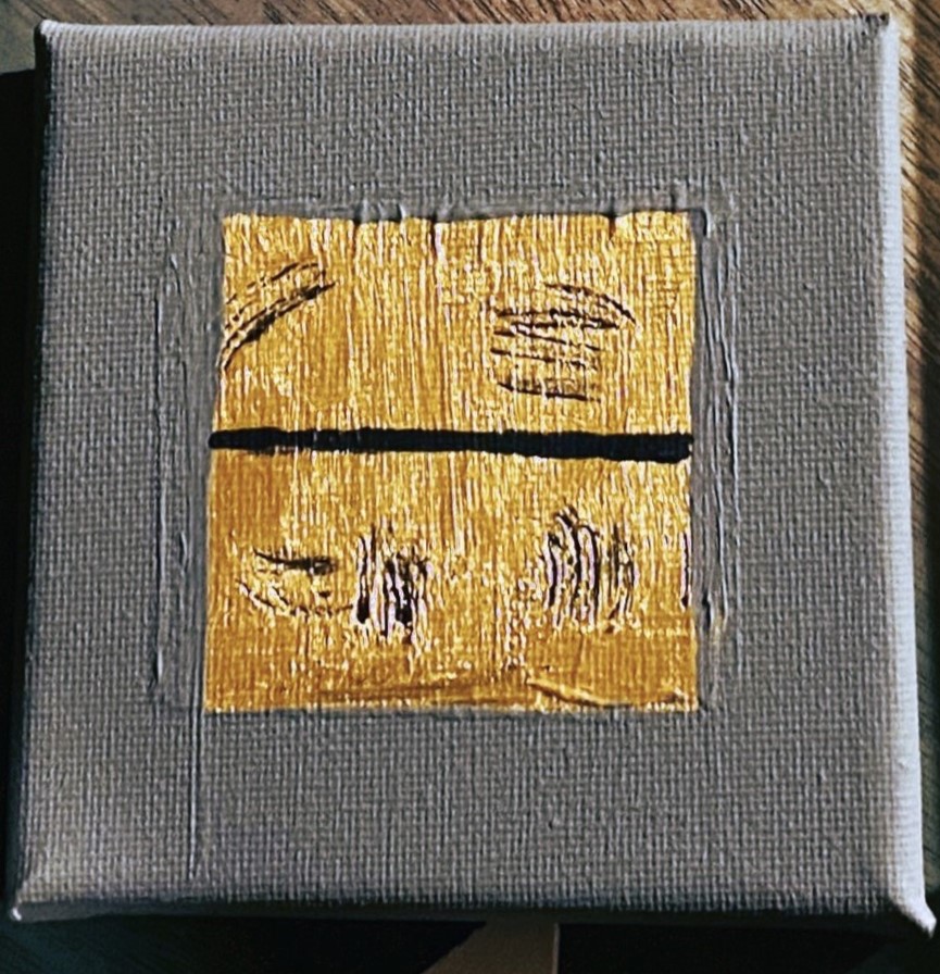 "GOLDRUSH EN MINIATURE" 10x10  Kunst für die Handtasche...  ACRYL AUF LEINWAND  - 65,00 € netto