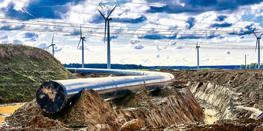 Baustelle der europäischen Erdgaspipeline EUGAL bei Wrangelsburg. Diese Pipeline beginnt in Lubmin am Landeplatz der Nord Stream 1 und 2 Pipline. (Symbolbild: iStock/Stefan Dinse)