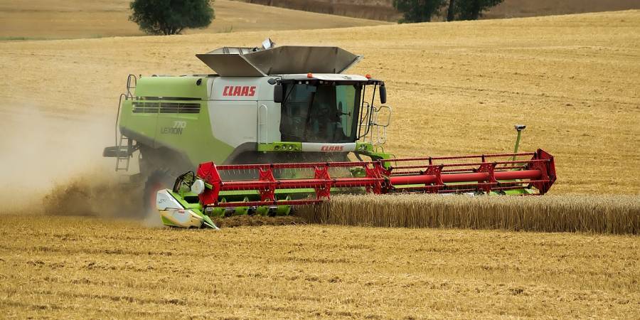 Mähdrescher der Firma Claas bei der Arbeit (Symbolbild: Hans Linde)