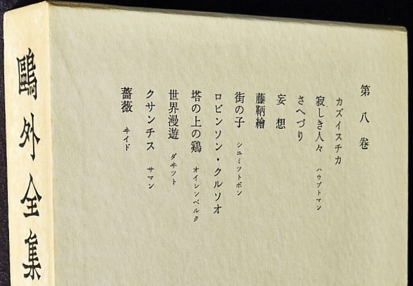森鴎外著『カズイスチカ』が収録されている、鴎外全集(岩波書店 昭和47年刊)の第8巻です。