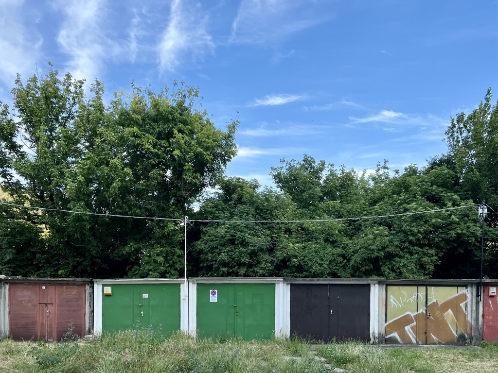 Garages along the river