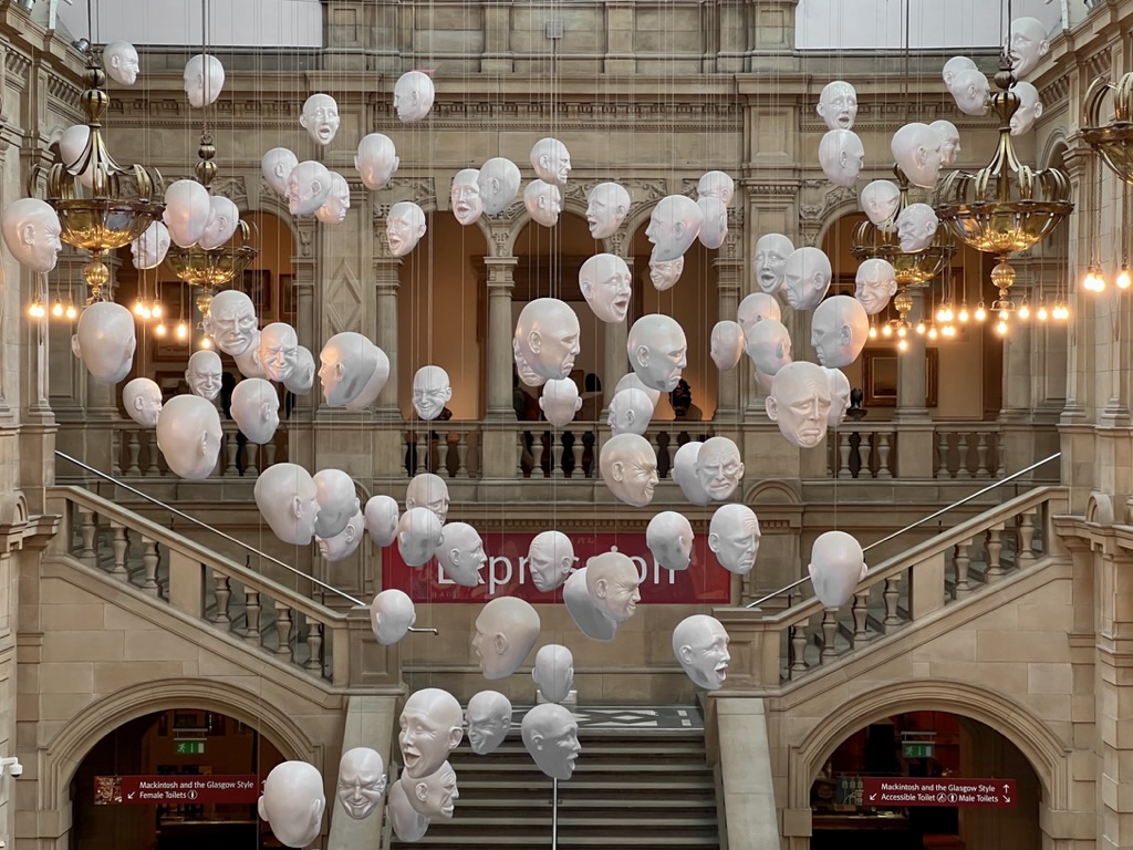 Floating Heads by Sophie Cave, Kelvingrove Museum