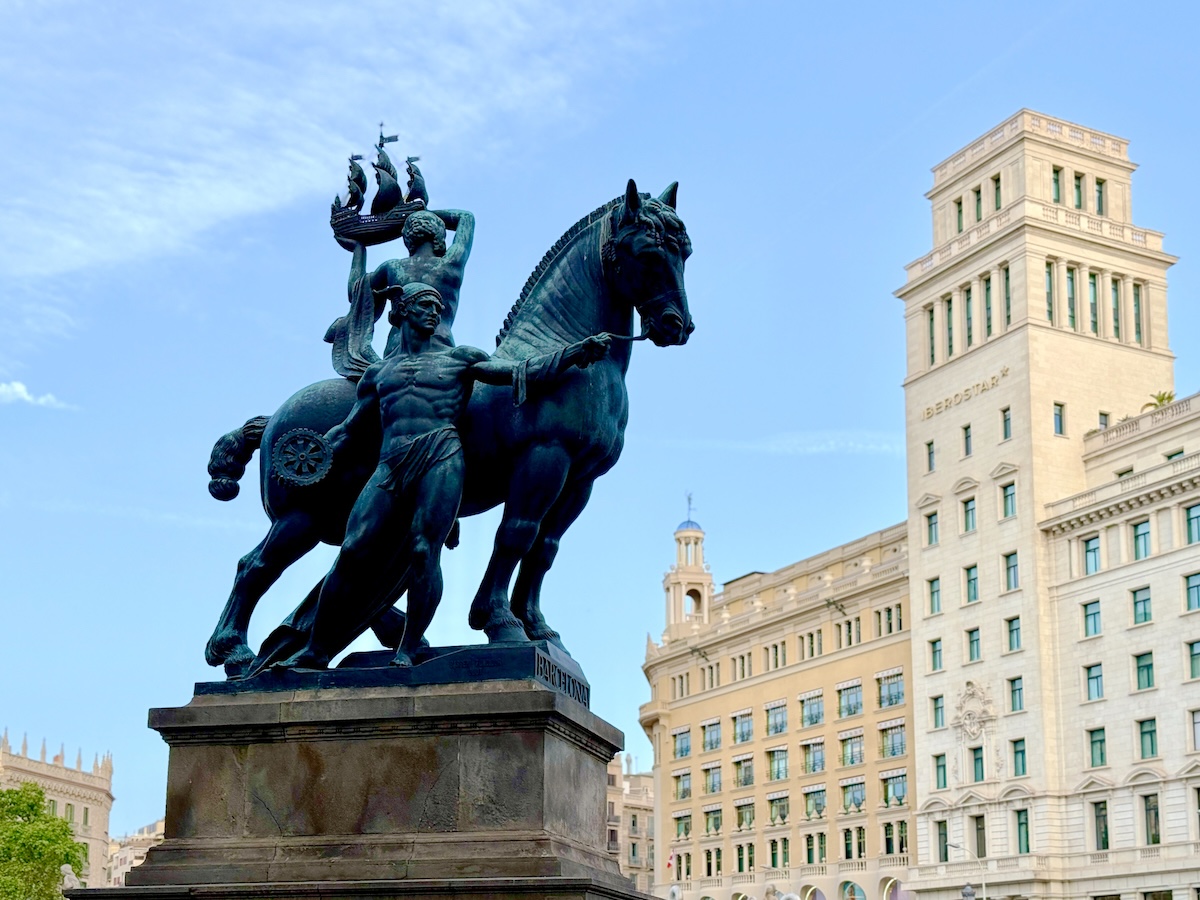 On the Plaça de Catalunya
