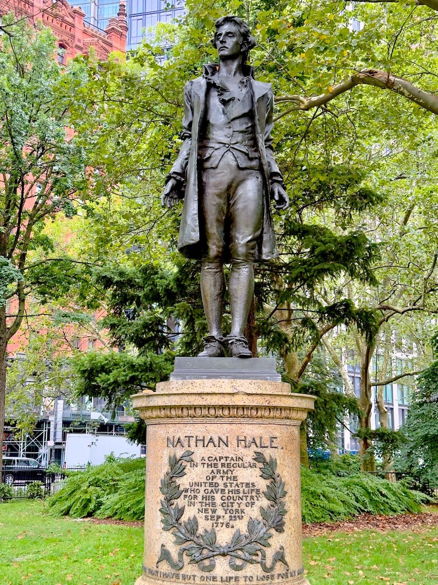 Nathan Hale statue in City Hall Park