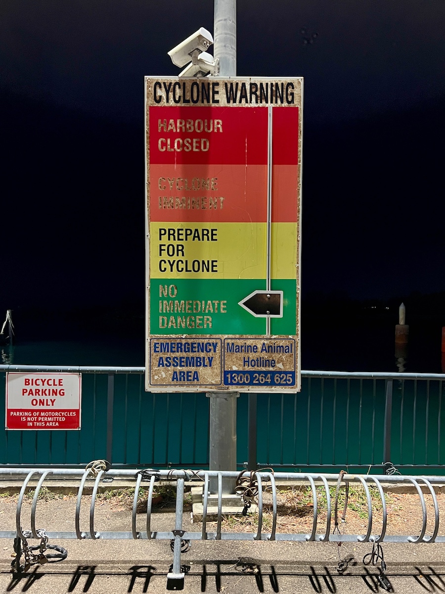 Cyclone warning sign