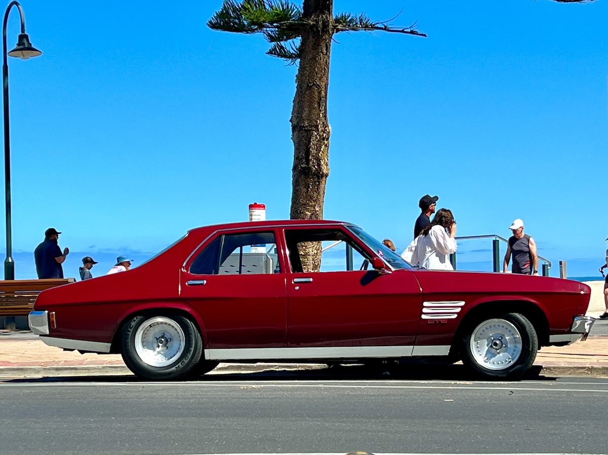 Holden HQ Monaro GTS 4-door sedan at the beach