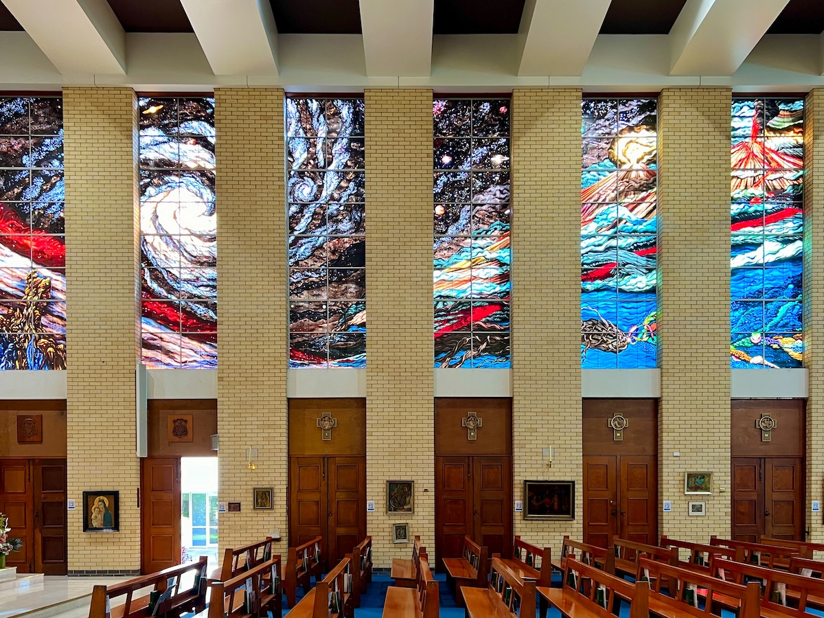 Stained glass in St Monica's