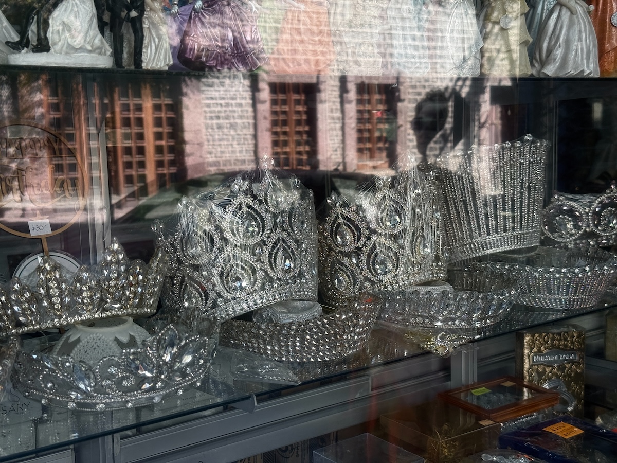 Tiaras in a shop window