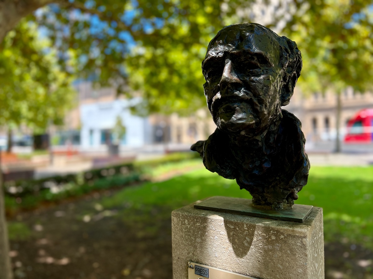 Bronze bust of John Dowie