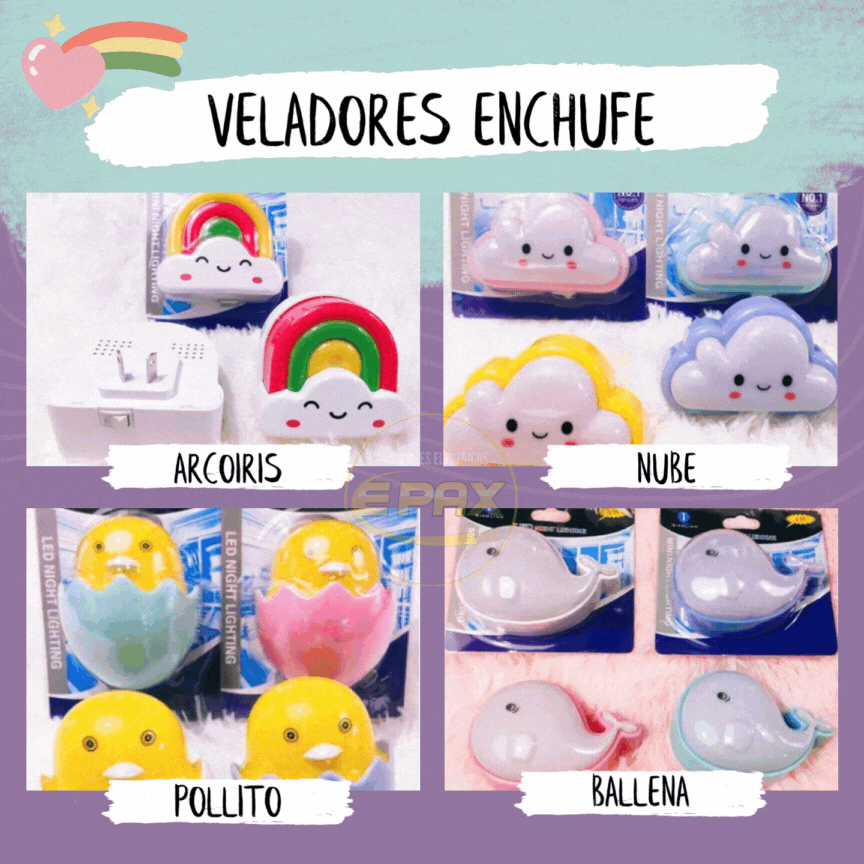 Velador de Noche Infantil Pared Enchufe 220v
