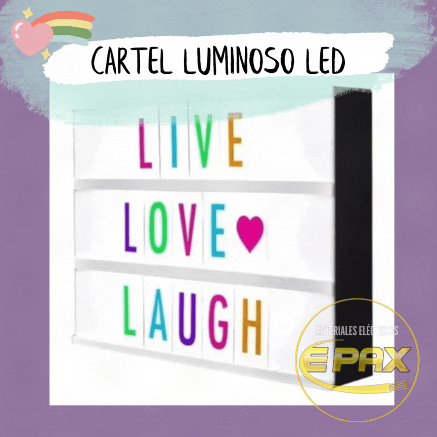 Cartel Luminoso Led Letras Colores + Emojis Lightbox Usb 30x22