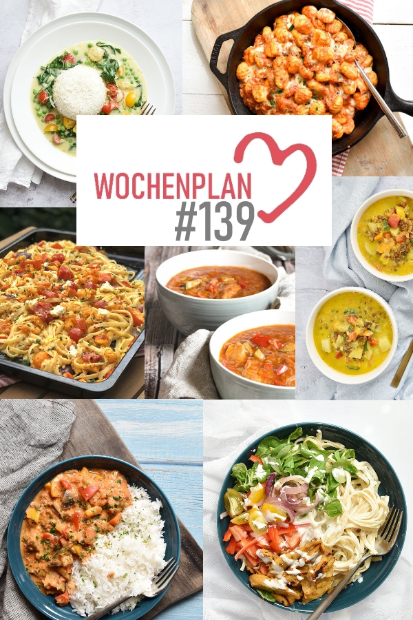 Was soll es die Woche bloß zu essen geben? Ich habe dir hier eine ganze Woche an leckeren Rezepten zusammengestellt - du kannst sie alle vegan oder vegetarisch kochen - der mix dich glücklich Wochenplan für den Thermomix - Nummer 139