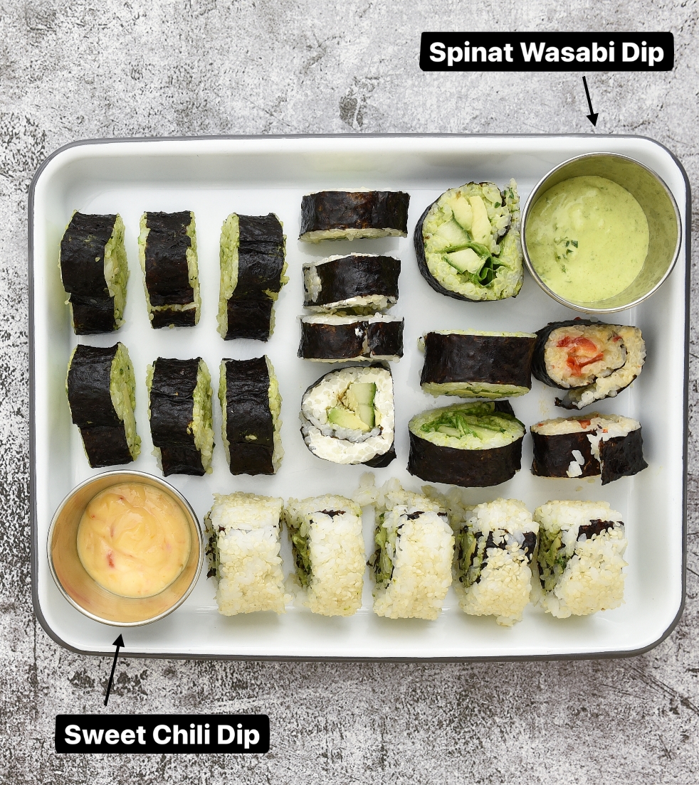 VeggieSushi. Mit Wasabi & Sweet ChiliDip. mix dich glücklich (ThermomixRezepte)