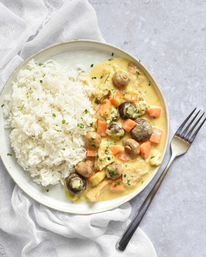 Pilz Möhren Gemüse in cremiger Soße, Thermomix und Airfryer Rezept