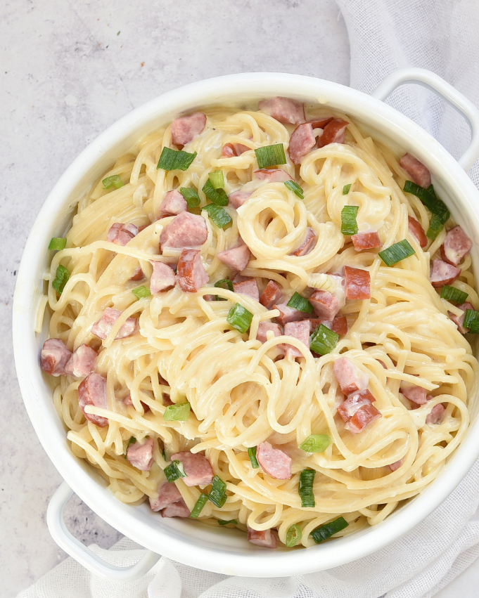 Kabanossi Sahne Spaghetti als One Pot Gericht aus dem Thermomix, einfach und lecker