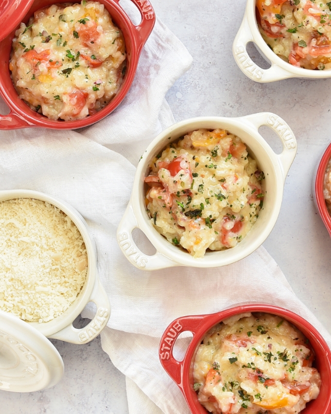Parmesan Risotto mit Knoblauch und Tomaten als Vorspeise oder Hauptgericht Thermomix